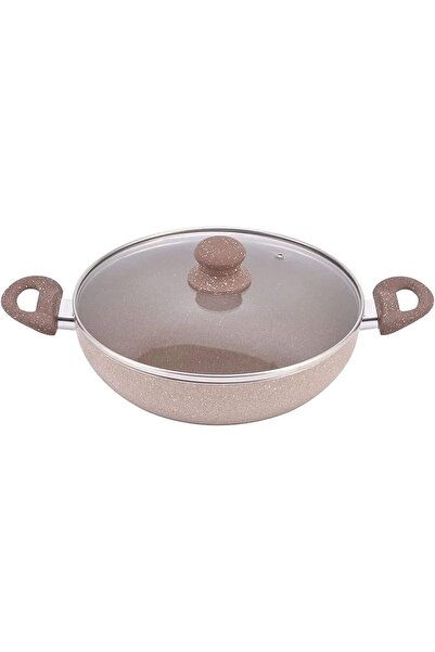 MISTERCOOK مقلاة ووك عميقة غير لاصقة من الجرانيت من مستر كوك مع غطاء 28 سم.