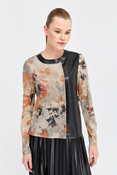 Esswaap Piliseli Deri Etekli Takım  Bej