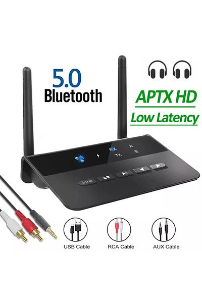 Vikefon Bluetooth v5.0 80M Bluetooth 5.0 Transmitter Receiver Aptx HD LL Low Latency Wireless Audio Adapter