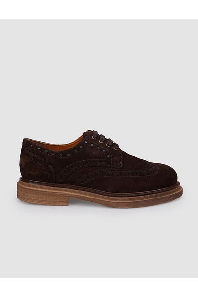Cabani 100% Genuine Leather Brown Suede Lace-Up Men's Casual Shoes