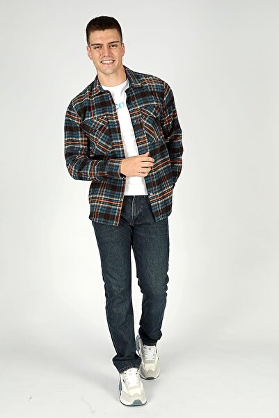 Lee Cooper Merlin Men's Woven Long Sleeve Shirt Brown-Orange