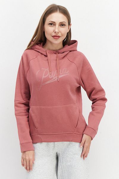 Puma Women Sportswear Fit Long Sleeve Brand Logo Hoodie, Mauve