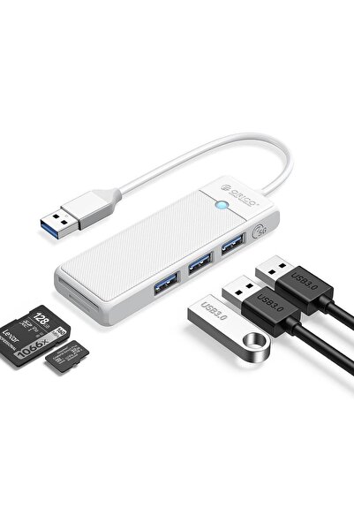 Orico Usb 3.0 To 3.0 Tf Sd Kart Okuyucu 3 Portlu Usb 3.0 Çoklayıcı Adaptör Beyaz