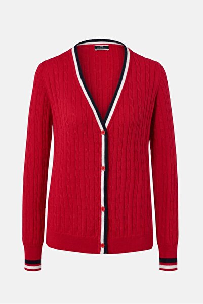 Tchibo Women V-neck Long Sleeve knitted Sweater Cardigan, Red