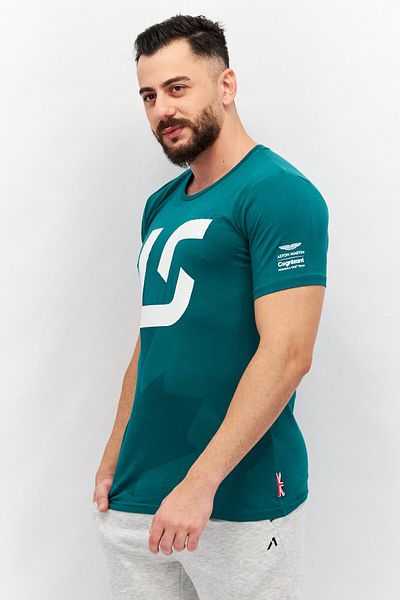Aston Martin Men Round Neck Short Sleeves Graphic Printed T-shirt, Green