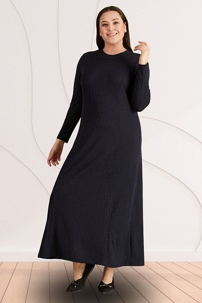 Ferace Women's Plus Size Nergiz Jacquard Hijab Mother Dress