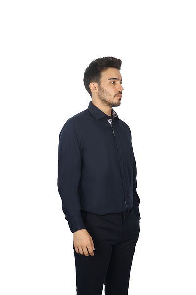 PAUL&SHARK Ανδρικό πουκάμισο από βαμβακερό ύφασμα Navy Blue με λογότυπο μάρκας 14313043 CF-013