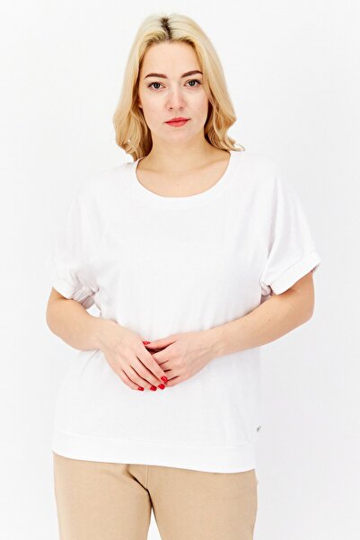Andrew Marc Women Round Neck Short Sleeves Plain T-Shirt, White