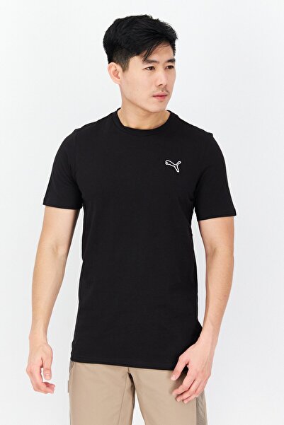 Puma تي شيرت رياضي رجالي بأكمام قصيرة للتدريب، أسود