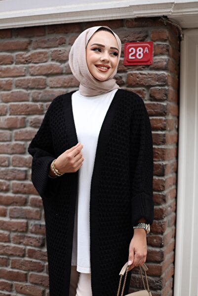 Sfg Life Moda Women's Hijab Clothing Long Sleeve and Embossed Knitwear Long Cardigan