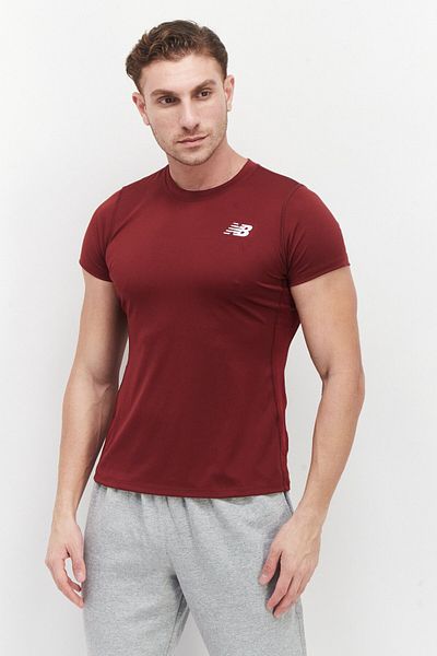 New Balance Men Sportswear Fit Short Sleeves Training T-shirt, Maroon
