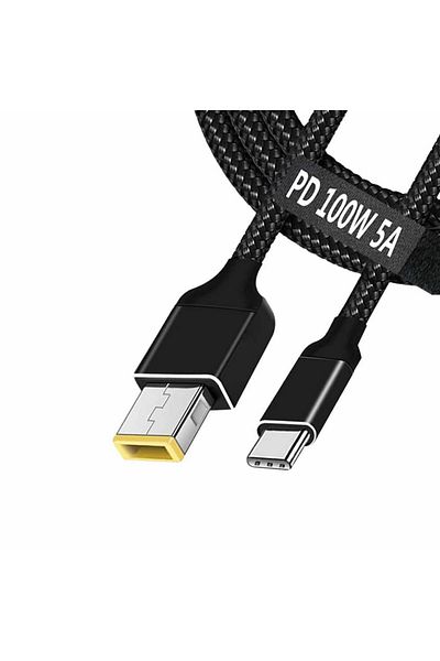 Choice محول كابل شحن USB C إلى الكمبيوتر المحمول أسود بطول 1.8 متر من النوع C إلى محول مربع 100 وات بتقنية الشحن السريع PD