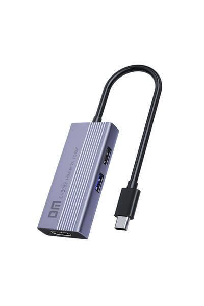 DM Chb059 Type-C to 4K Hi 2*Usb-A Pd 60W Sd and Micro Sd Card Reader Multiplexer Hub
