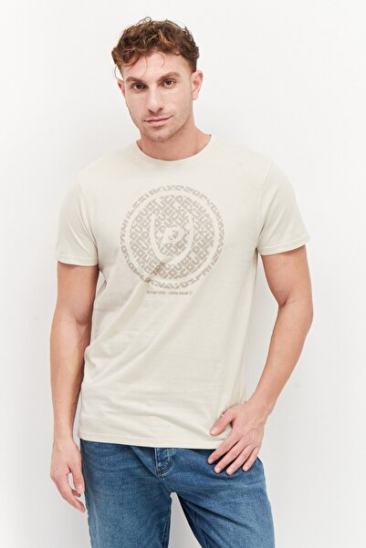 Duck and Cover Men Crew Neck Short Sleeves Printed T-Shirt, Beige