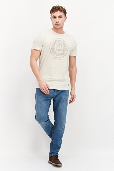 Duck and Cover Men Crew Neck Short Sleeves Printed T-Shirt, Beige