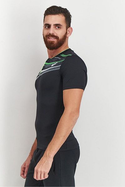 Asics Men Sportswear Fit Short Sleeve Textured T-shirt, Black Combo