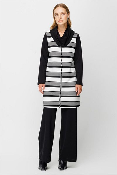Esswaap Degaje Collared Black and White Tunic Black