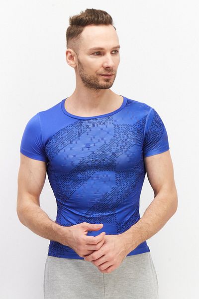 Asics Men Sportswear Fit Crew Neck Short Sleeve Allover Print T-shirt, Blue