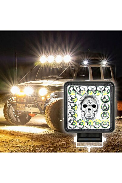 DEKOHOP Off Road RGB Kare Skull Tasarım Traktör Tır Kamyon Çakarlı Çalışma La...