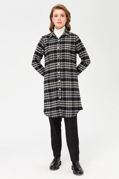 Esswaap Plaid Lumberjack Tunic Black