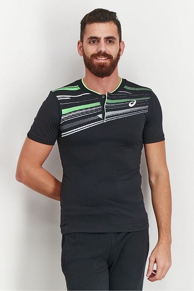Asics Men Sportswear Fit Short Sleeve Textured T-shirt, Black Combo