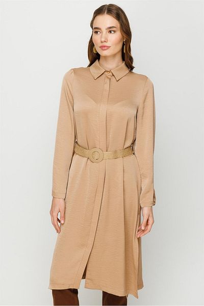 Esswaap Zipper Closure Mesh Belted Rescue Tunic Mink