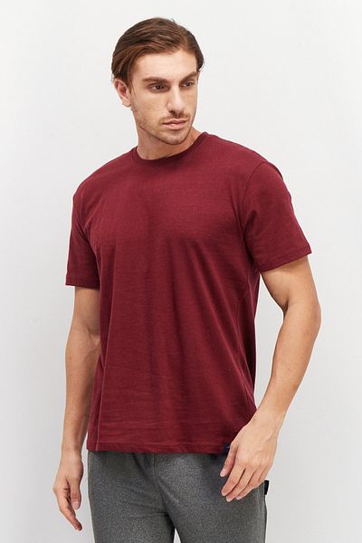 TailorByrd Men Crew Neck Short Sleeve Heather T-shirt, Burgundy