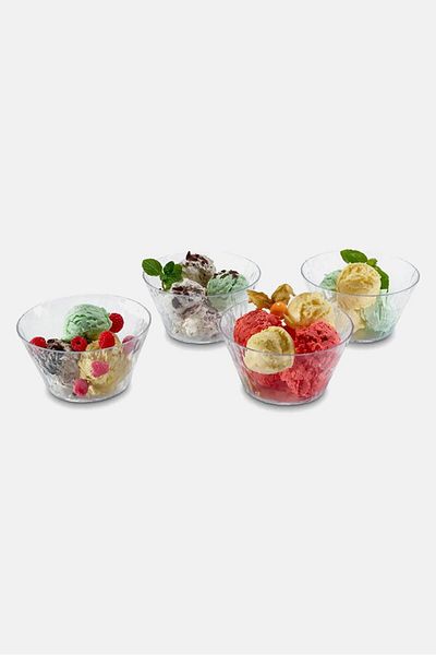 Tchibo 4 Pieces Plastic Bowl, Transparent