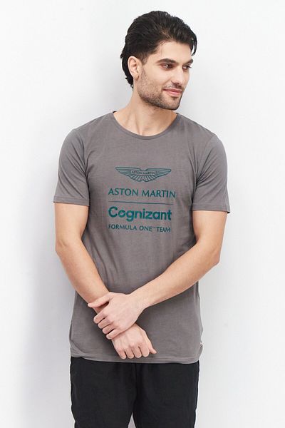 Aston Martin Men Sportswear Fit Short Sleeve Printed T-shirt, Grey