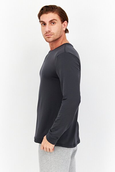 Rainforest Men Sportswear Fit Long Sleeve Textured Outdoor T-Shirt, Dark Grey