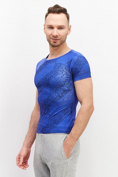 Asics Men Sportswear Fit Crew Neck Short Sleeve Allover Print T-shirt, Blue