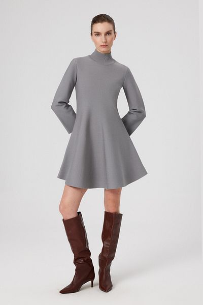 Mısırlı Rochie mini evazată cu gât gri