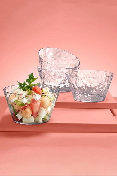 Tchibo 4 Pieces Plastic Bowl, Transparent