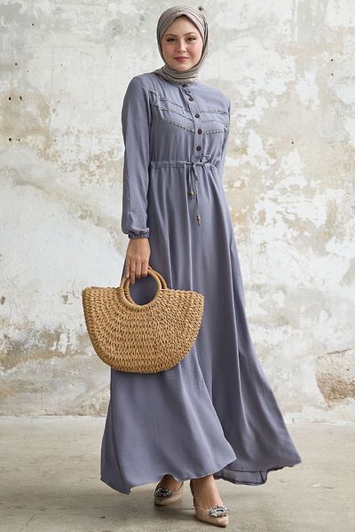 InStyle Φόρεμα Guipure Λεπτομέρεια Γκρι Ayrobin