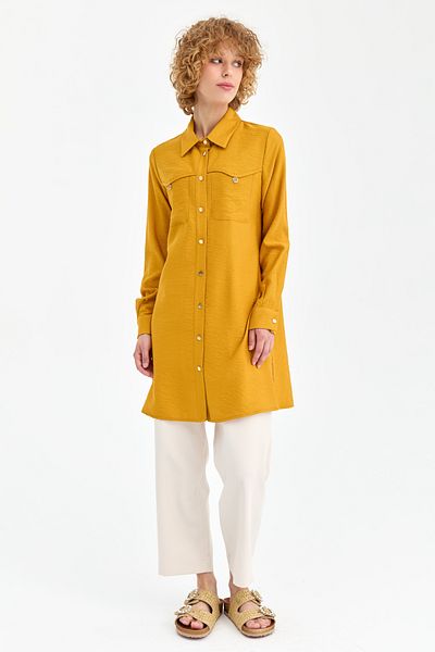 Esswaap Mustard Tunic - Pocket and Accessory Detailed
