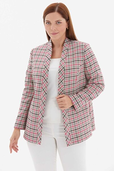 Selen Giyim Büyük Beden Yakası Katlamalı Kazayağı Ceket