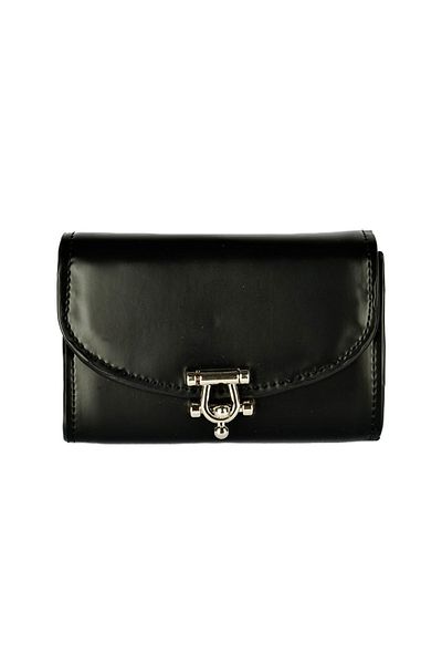 CüzCan Ultra Luxury Black Leather Polite - Small Women's Wallet with Buckle Detail