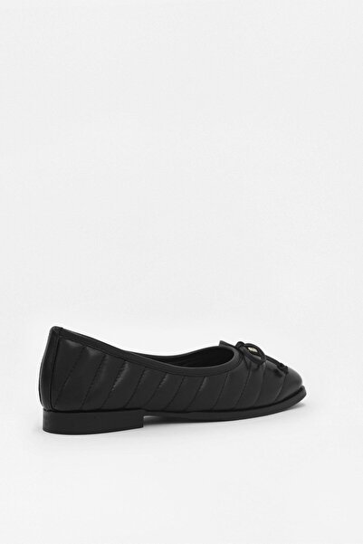 NILUFARR Zarra Black Genuine Leather Women's Ballerinas - Comfortable and Stylish