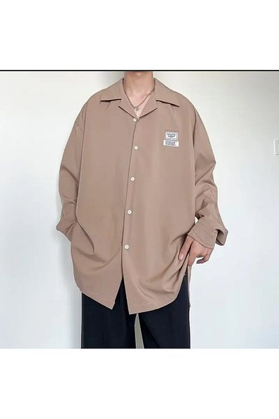 ARDSU Ανδρικό Vintage Loose πουκάμισο, πλάτος στήθους 62 cm, μήκος 72 cm, μήκος μανίκι 62 cm