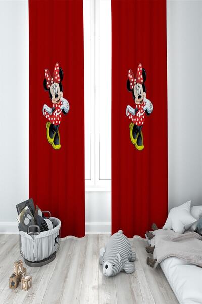 MEKTA HOME Дитяча кімната Червона штора з малюнком Міккі Мауса 2 полотна Mkt-053