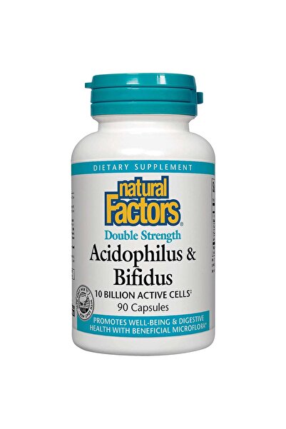 Natural Factors أسيدوفيلوس وبيفيدوس، 10 مليار خلية نشطة، 90 كبسولة