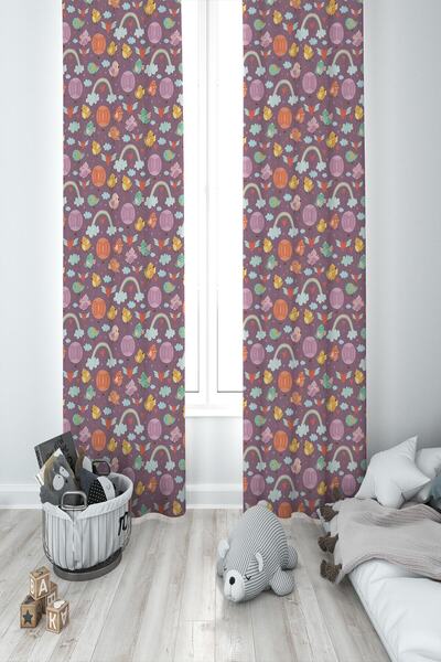 MEKTA HOME Cameră pentru copii și pasăre drăguță și curcubeu Cortina de funda...