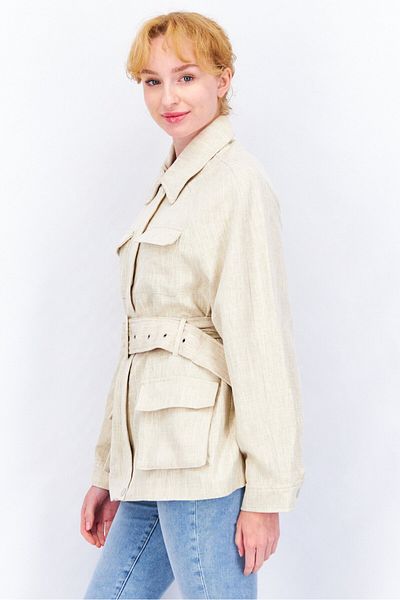 NA-KD Women Belted Twill Jacket, Beige