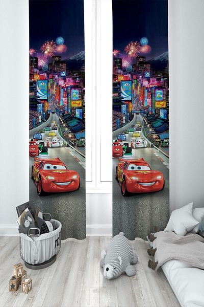 MEKTA HOME Baby and Children's Room Lightning Mcqueen Two Wing Background Curtain Mkt-389