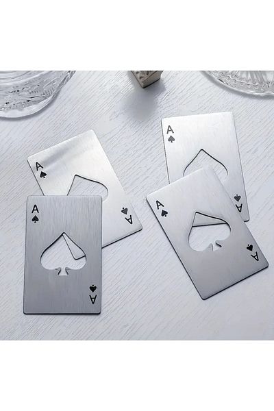 açacak dünyası Stainless Steel Poker Card Bottle Opener 2 Pcs