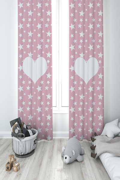 MEKTA HOME CAMERA PENTRU BEBEȘI ȘI COPII Cortina de fundal cu 2 aripi cu inim...