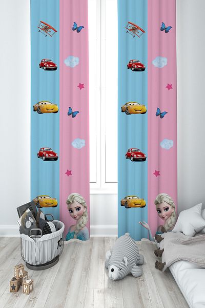 MEKTA HOME BABY AND KIDS ROOM Joint Patterned 2 Wing Background Curtain for Boys and Girls