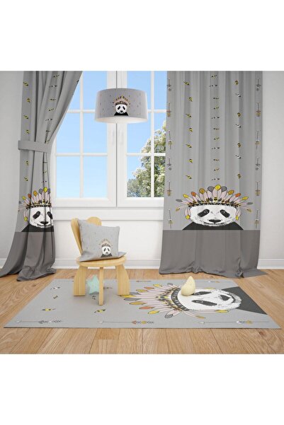 MEKTA HOME Panda Pattern Children And Baby Room Background Curtain 2 Wings Mk...