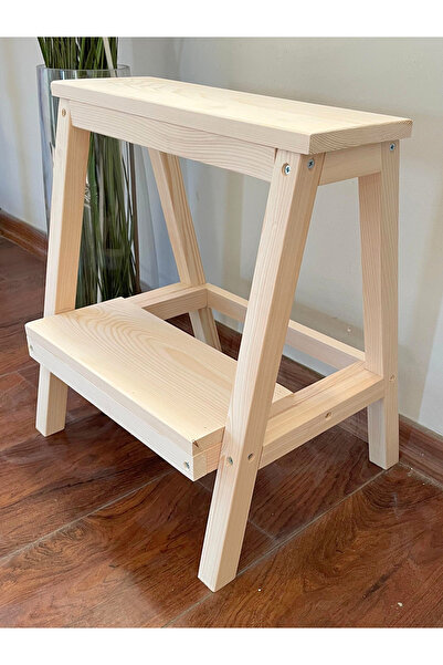 Handmade Naturel Basamak Tabure, Basamak Tabure, Ahşap Basamak Yükseltici
