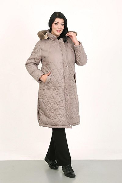 By Alba Collection Women's Mink Long Jessica Quilted Large Size Coat